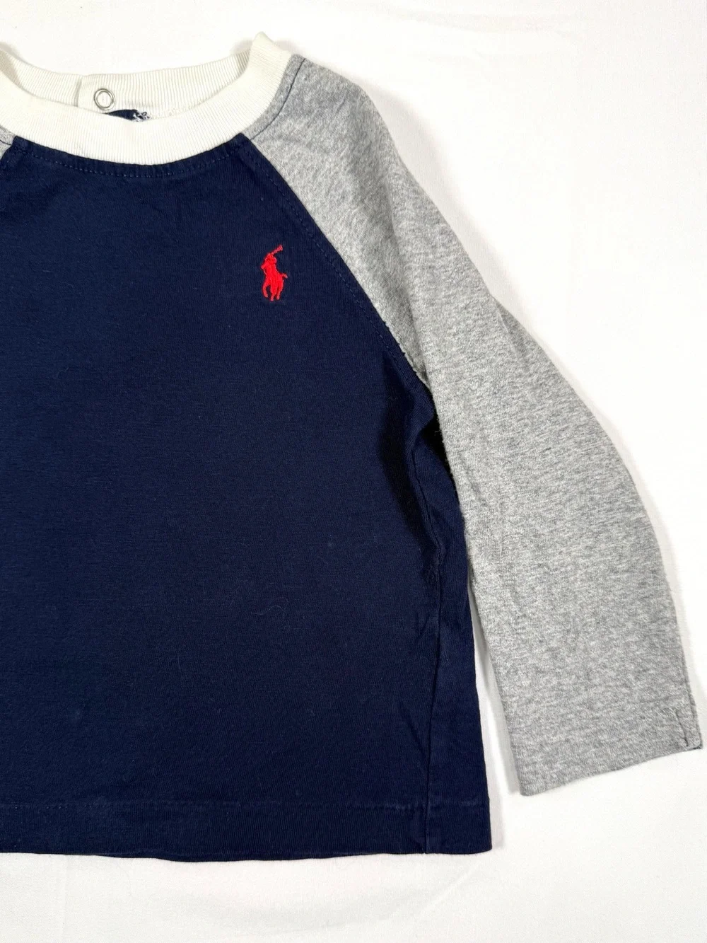 RALPH LAUREN Baby Boys Raglan Baseball Shirt 9M 67 Preppy Varsity Sporty Retro
